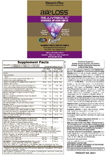 Nature's Plus AgeLoss Resveratrol Anti-Aging Complex Liquid Delicious Mixed Berry Flavor - supplement