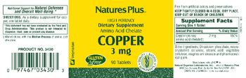 Nature's Plus Amino Acid Chelate Copper 3 mg - supplement