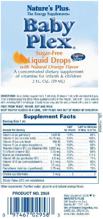 Nature's Plus Baby Plex Sugar-Free Liquid Drops - a concentrated supplement of vitamins for infants children