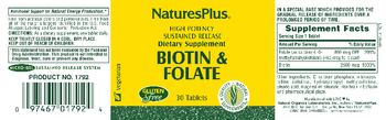 Nature's Plus Biotin & Folate - supplement