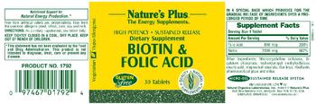 Nature's Plus Biotin & Folic Acid - supplement