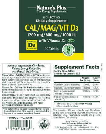 Nature's Plus Cal/Mag/Vit D3 with Vitamin K2 - supplement