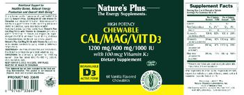 Nature's Plus Cal/Mag/Vit D3 with Vitamin K2 Vanilla Flavored - supplement