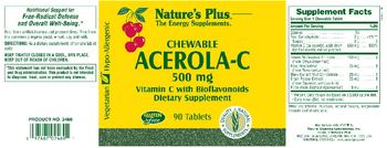 Nature's Plus Chewable Acerola-C 500 mg Vitamin C With Bioflavonoids - supplement