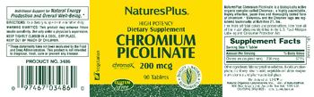 Nature's Plus Chromium Picolinate 200 mcg - supplement