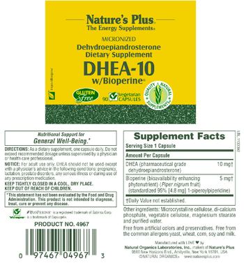 Nature's Plus DHEA-10 w/ Bioperine - supplement