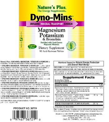 Nature's Plus Dyno-Mins Magnesium Potassium & Bromelain - supplement