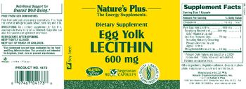 Nature's Plus Egg Yolk Lecithin 600 mg - supplement
