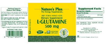 Nature's Plus Free Form Amino Acid L-Glutamine 500 mg - supplement