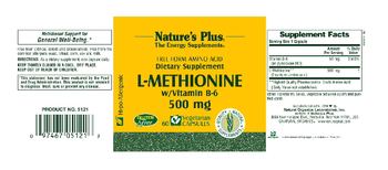 Nature's Plus Free Form Amino Acid L-Methionine W/Vitamin B-6 500 mg - supplement