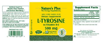 Nature's Plus Free Form Amino Acid L-Tyrosine W/Vitamin B-6 500 mg - supplement
