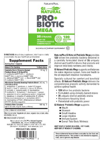 Natures Plus GI Natural Pro Biotic Mega - supplement