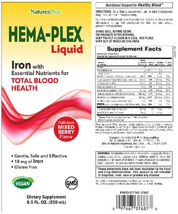 Nature's Plus Hema-Plex Liquid Delicious Mixed Berry Flavor - supplement