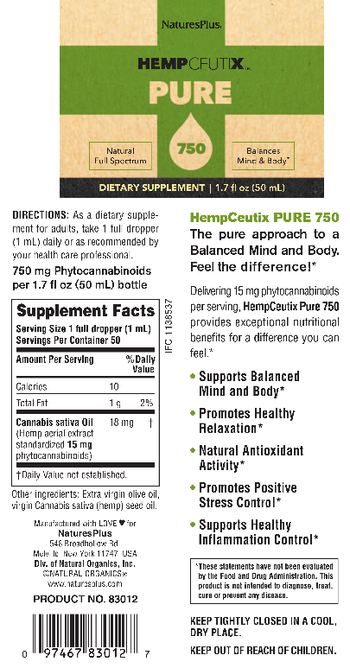 Natures Plus HempCeutix Pure 750 - supplement
