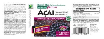 Nature's Plus Herbal Actives Acai 500 MG / 50 MG Polyphenols - standardized botanical supplement