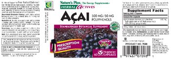 Nature's Plus Herbal Actives Acai 500 mg - standardized botanical supplement