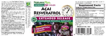 Nature's Plus Herbal Actives Acai Resveratrol - standardized botanical supplement