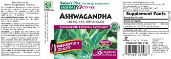 Nature's Plus Herbal Actives Ashwagandha 450 mg/1.5% Withanolids - standardized botanical supplement