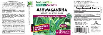 Nature's Plus Herbal Actives Ashwagandha 450 mg - standardized botanical supplement