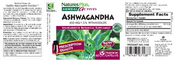 Nature's Plus Herbal Actives Ashwagandha - standardized botanical supplement