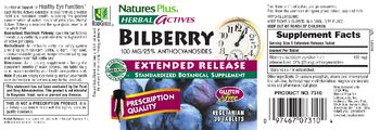 Nature's Plus Herbal Actives Bilberry 100 MG - standardized botanical supplement
