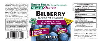 Nature's Plus Herbal Actives Bilberry 50 mg/25% Anthocyanosides - standardized liquid botanical supplement