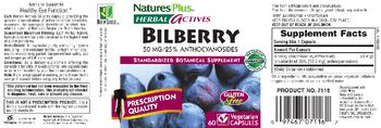 Nature's Plus Herbal Actives Bilberry 50 mg - standardized botanical supplement