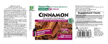 Nature's Plus Herbal Actives Cinnamon 350 MG/20% Polyphenols - standardized botanical supplement