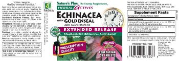 Nature's Plus Herbal Actives Echinacea With Goldenseal 600 MG/Complex Extended Release - standardized botanical supplement