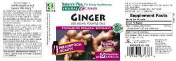 Nature's Plus Herbal Actives Ginger 250 MG/4% Volatile Oils - standardized botanical supplement