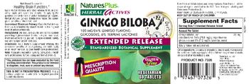 Nature's Plus Herbal Actives Ginkgo Biloba 120 mg Extended Release - standardized botanical supplement
