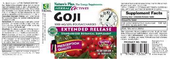 Nature's Plus Herbal Actives Goji 1000 mg/50% Polysaccharides - standardized botanical supplement