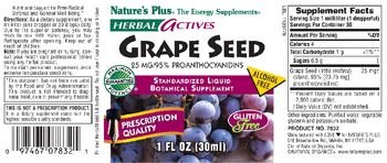 Nature's Plus Herbal Actives Grape Seed 25 MG/95% Proanthocyanidins - standardized liquid botanical supplement