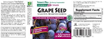 Nature's Plus Herbal Actives Grape Seed 50 MG/95% Proanthocyanidins - standardized botanical supplement