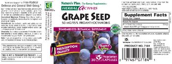 Nature's Plus Herbal Actives Grape Seed 50 mg/95% Proanthocyanidins - standardized botanical supplement