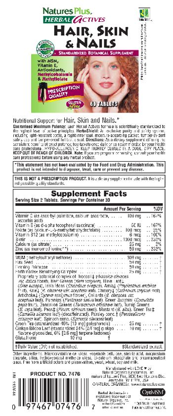 Nature's Plus Herbal Actives Hair, Skin & Nails - standardized botanical supplement