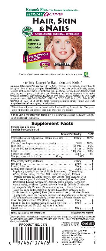 Nature's Plus Herbal Actives Hair, Skin & Nails - standardized botanical supplement