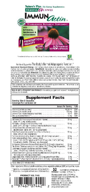 Nature's Plus Herbal Actives ImmunActin - standardized botanical supplement