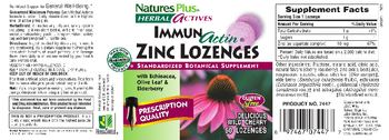 Nature's Plus Herbal Actives ImmunActin Zinc Lozenges Delicious Wild Cherry - standardized botanical supplement