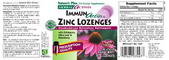 Nature's Plus Herbal Actives ImmunActin Zinc Lozenges Delicious Wild Cherry - standardized botanical supplement