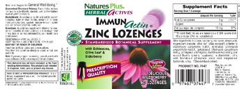 Nature's Plus Herbal Actives ImmunActin Zinc Lozenges Delicious Wild Cherry - standardized botanical supplement