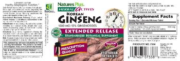 Nature's Plus Herbal Actives Korean Ginseng 1000 mg - standardized botanical supplement