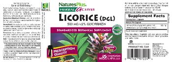 Nature's Plus Herbal Actives Licorice (DGL) 500 mg - standardized botanical supplement
