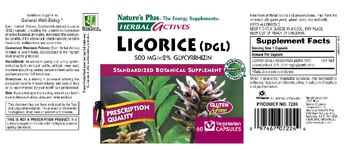 Nature's Plus Herbal Actives Licorice (DGL) 500 mg - standardized botanical supplement