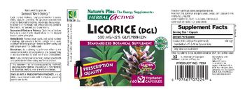 Nature's Plus Herbal Actives Licorice (DGL) 500 mg - standardized botanical supplement