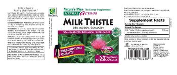 Nature's Plus Herbal Actives Milk Thistle 250 mg/80% Silymarin - standardized botanical supplement