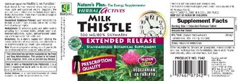 Nature's Plus Herbal Actives Milk Thistle 500 mg - standardized botanical supplement