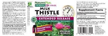 Nature's Plus Herbal Actives Milk Thistle 500 mg Extended Release - standardized botanical supplement