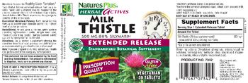 Nature's Plus Herbal Actives Milk Thistle 500 mg - standardized botanical supplement