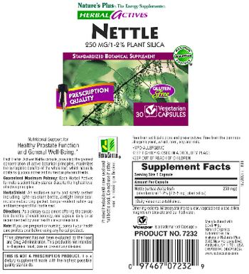 Nature's Plus Herbal Actives Nettle 250 mg/1-2% Plant Silica - standardized botanical supplement